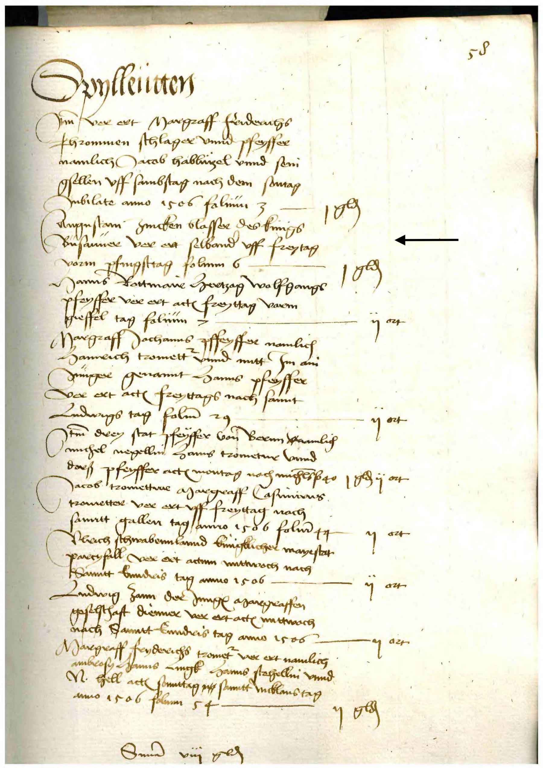 Zahlung der Stadt Nördlingen an Schubinger, 8. Juni 1506