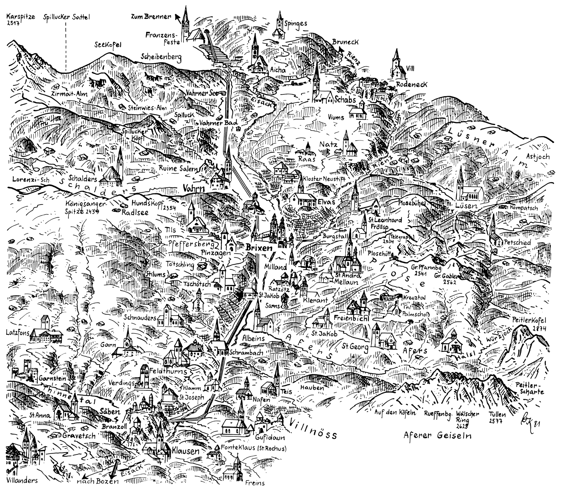 Abb. Brixen Umgebungskarte