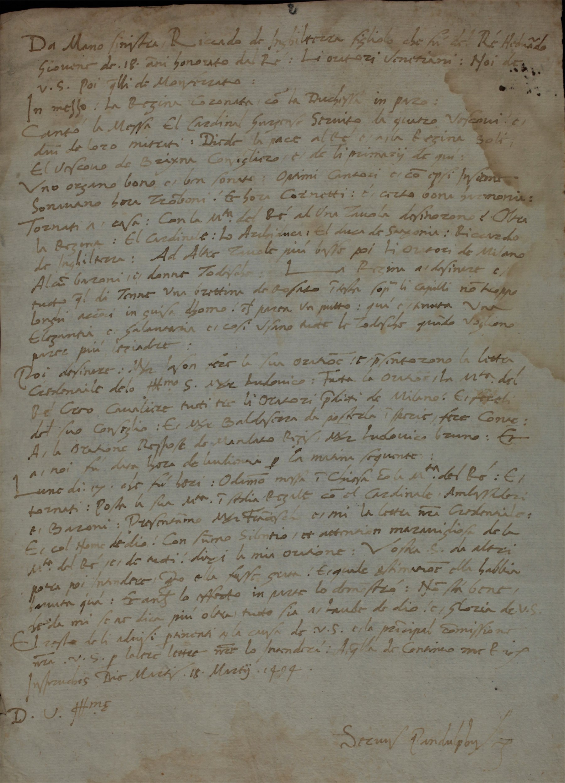 Abb. Letter from Pandolfo Collenuccio to Ercole d'Este