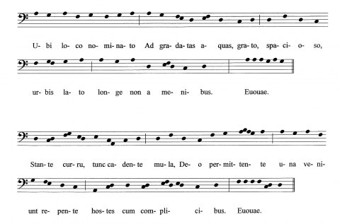 Notenbsp. Antiphons Ubi loco and Stante curru