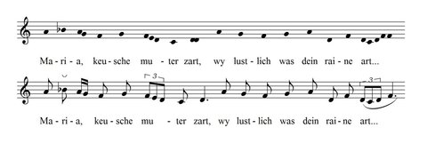 Notenbsp. Maria, keusche muter rhythmisiert